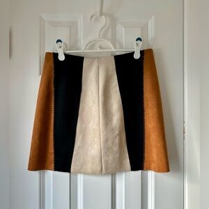 Zara Colorblocked Faux Suede Mini Skirt - Size Medium